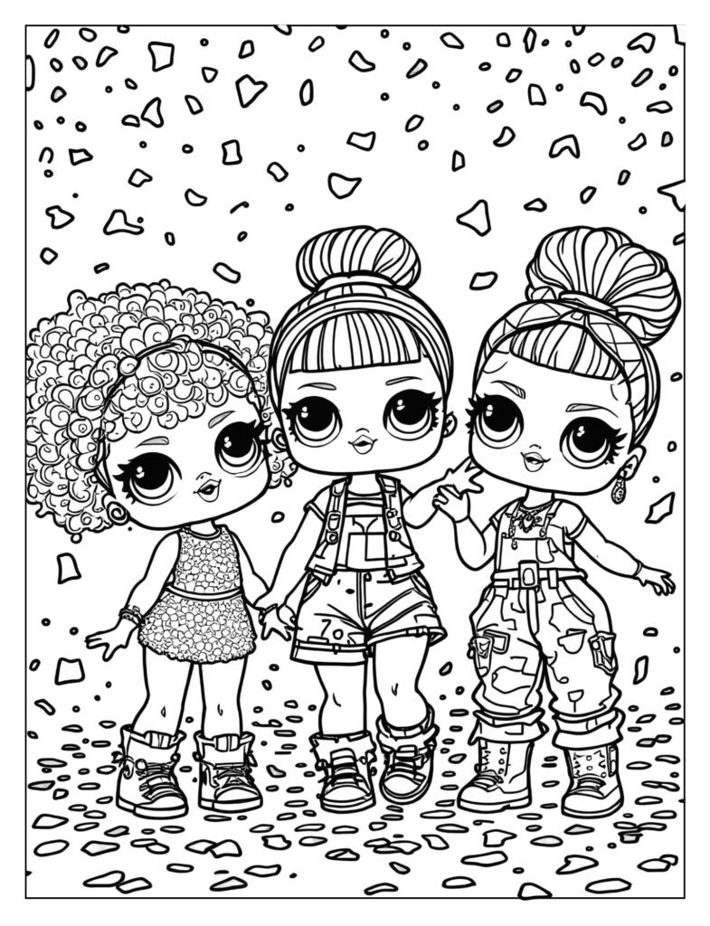 A group of diverse LOL Surprise Dolls, including various styles and personalities, posing together as a crew.
