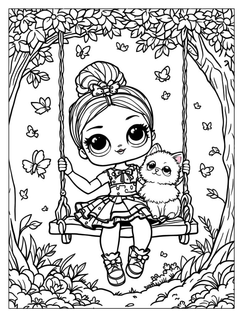 An LOL Surprise Doll playing with her cute pet, showing the bond between them.

