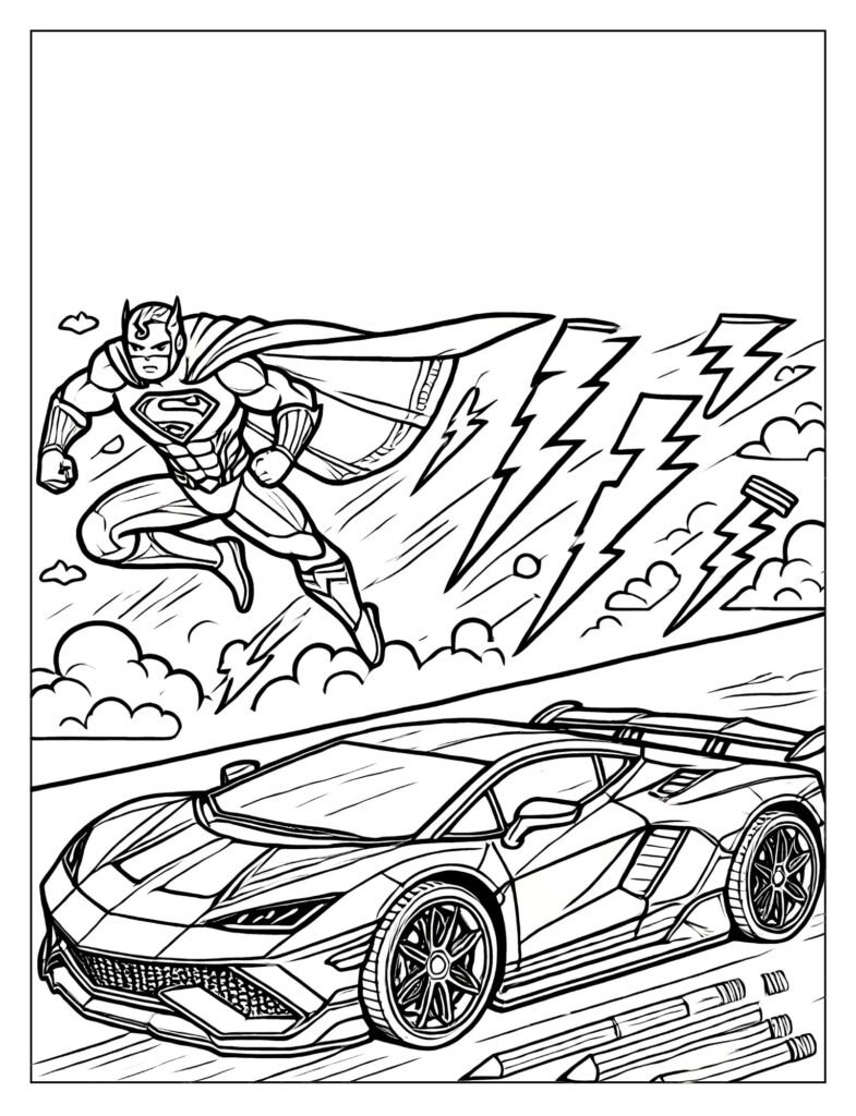 Detailed line art of a famous, angular Lambo Lightning or Lamborghini-style supercar.