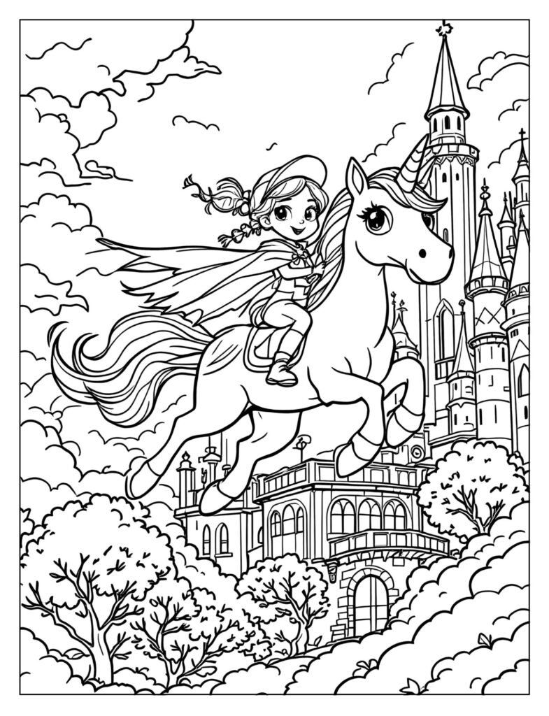 Layla and Glory practicing flying high coloring page