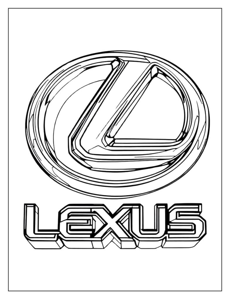 Detailed, close-up drawing of the Lexus "L" emblem and the word "LEXUS."