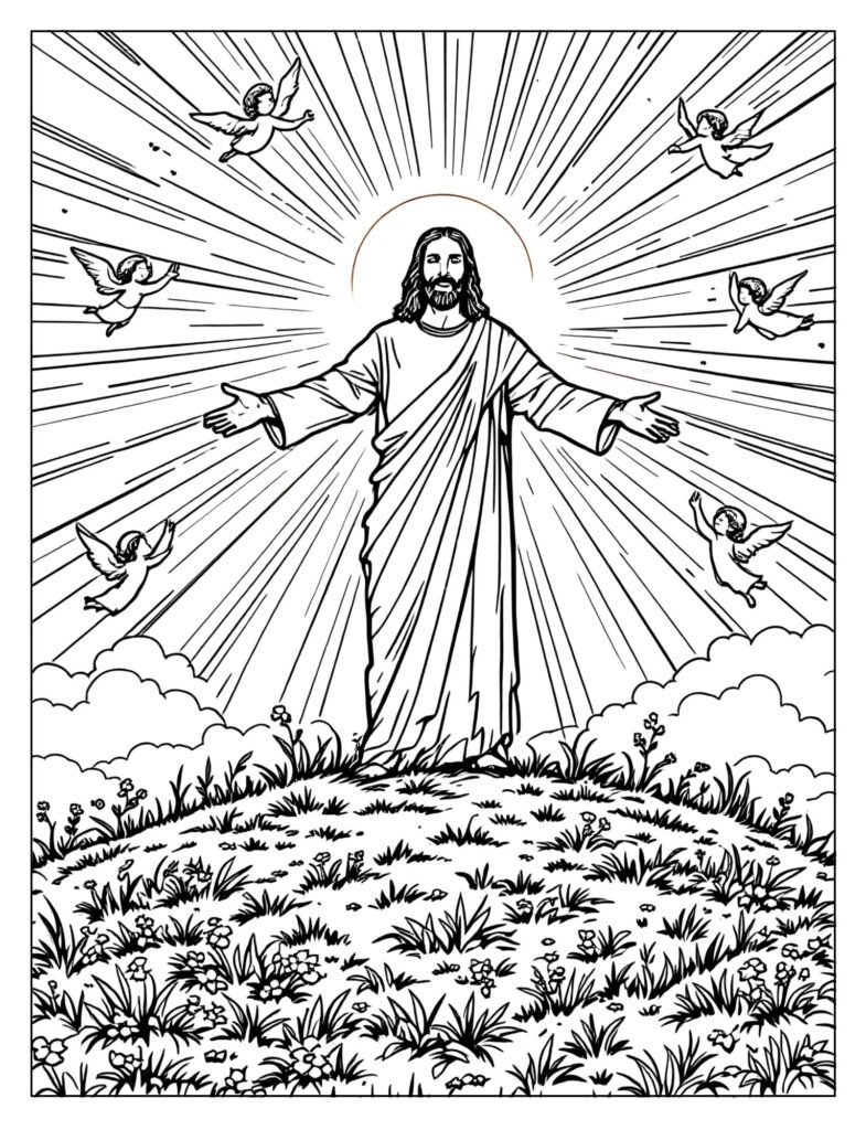 Jesus as Light of the World resurrection coloring page