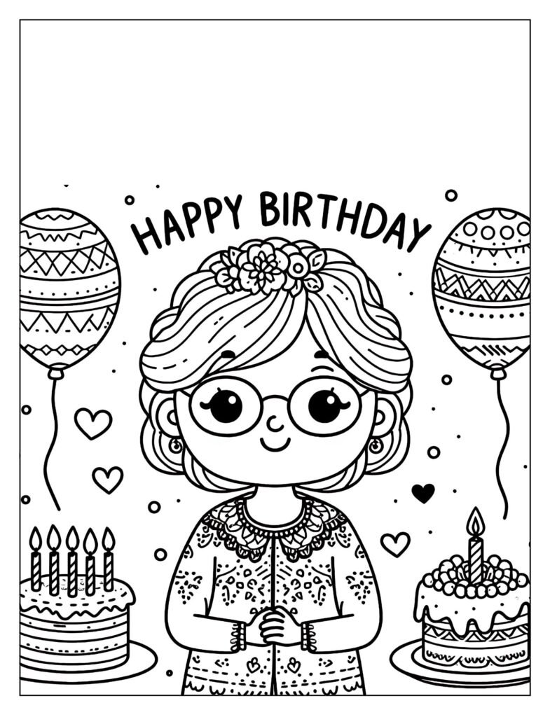 I Love You Grandma Happy Birthday coloring page