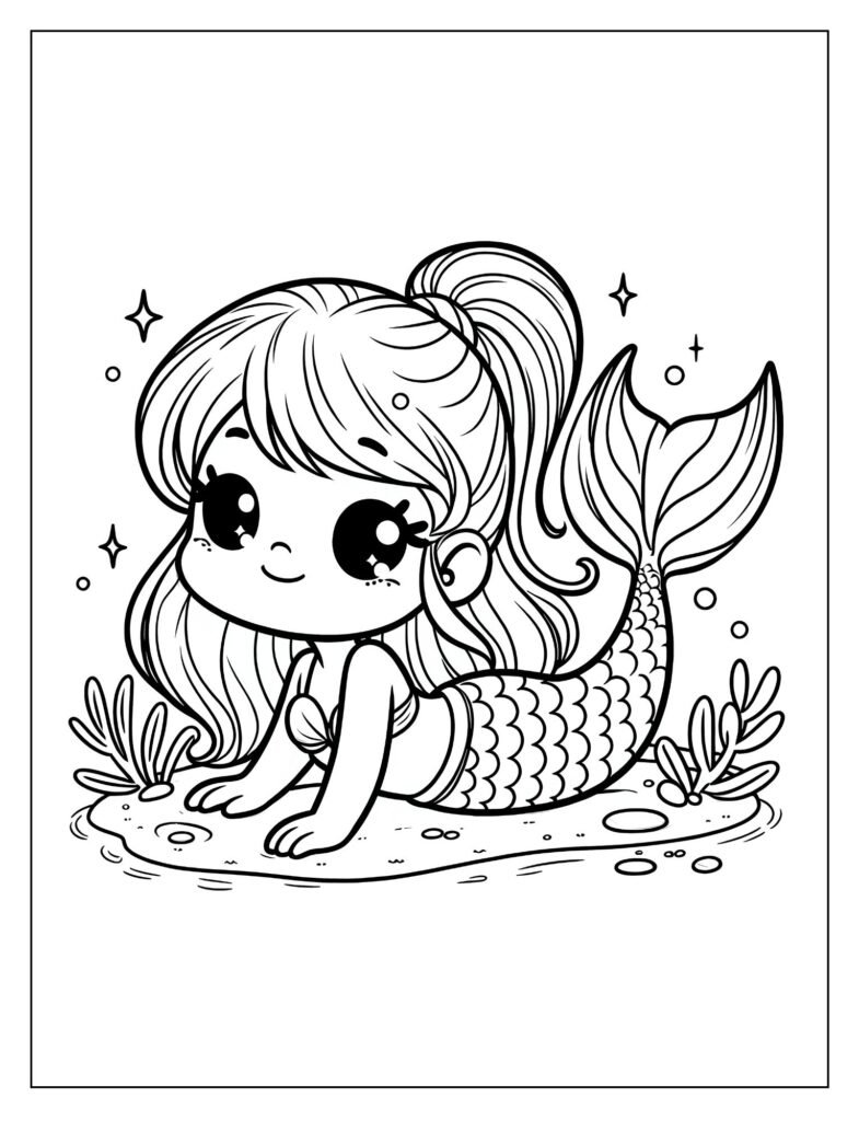 A mermaid sleeping peacefully underwater, perhaps dreaming of the surface world.