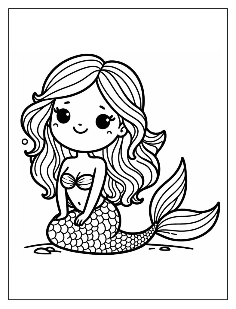A mermaid hiding behind a coral reef or playing a game of hide-and-seek with other sea creatures.

