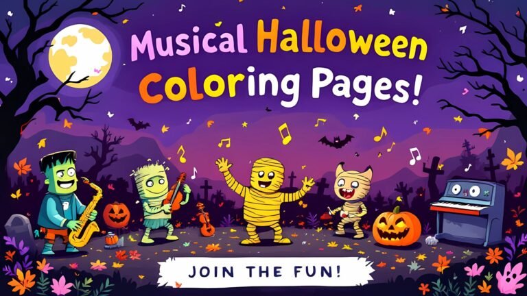 15 Free Musical Halloween Coloring Pages (PDF Printables)