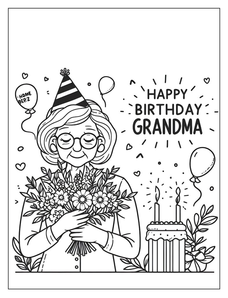 My Sweet Grandma's birthday personalized coloring page