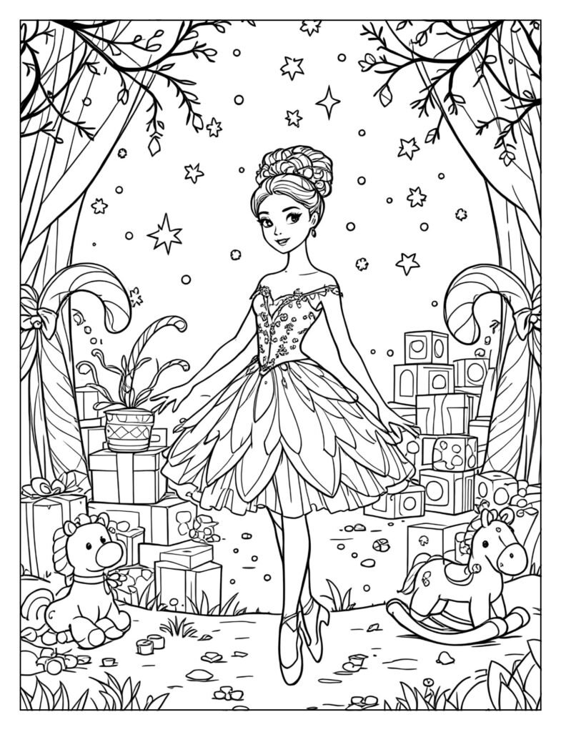 Sugar Plum Fairy Nutcracker ballerina coloring page