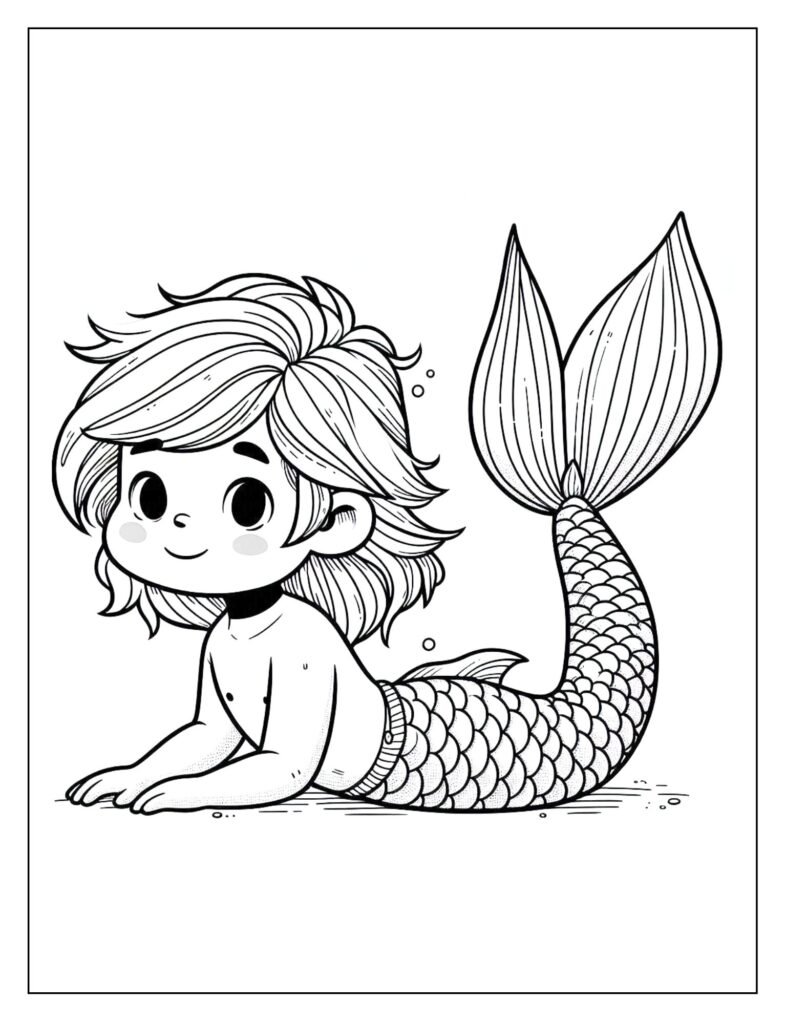 A majestic mermaid with a crown or other royal adornments, suggesting her status as an underwater princess.