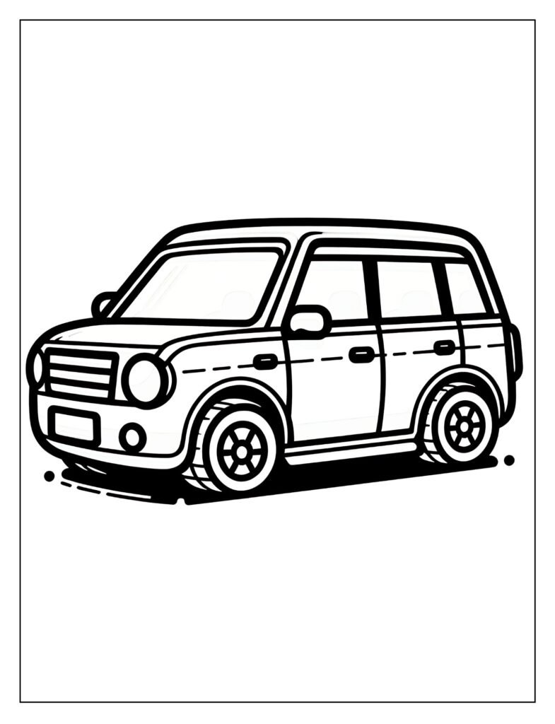 Simple line art of a vintage old car or antique automobile from the early 1900s.