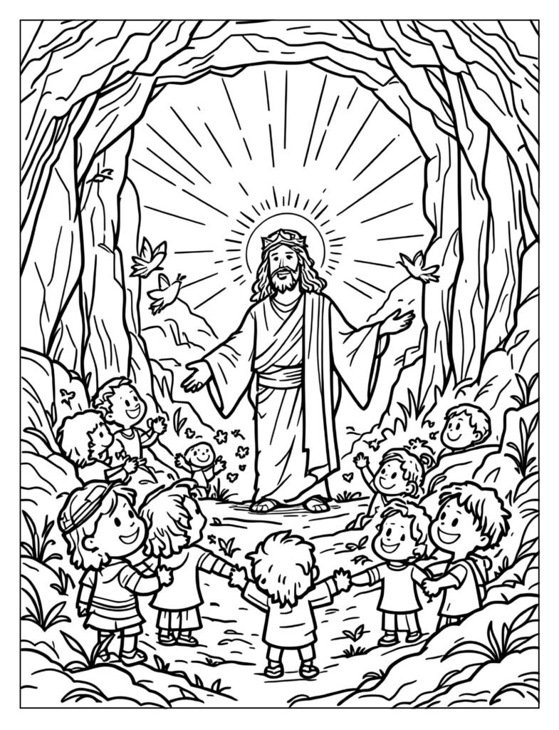Jesus saying Peace Be With You to disciples coloring page