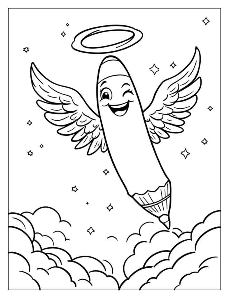 An outline drawing of a ballpoint or gel pen, ready for coloring.