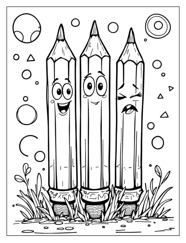 An outline drawing of a single pencil, ready for coloring.