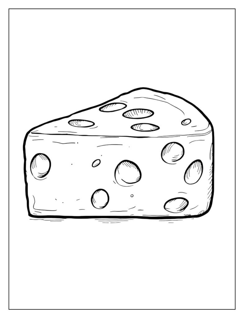 Separate drawings of a whole tomato, a chunk of cheese, and several individual pepperoni slices.