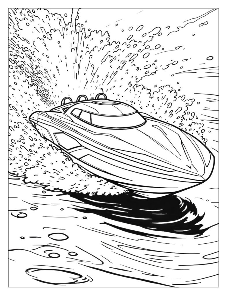 Drawing of a fast, smooth RC speed boat cutting through the water, leaving a clean wake behind it.
