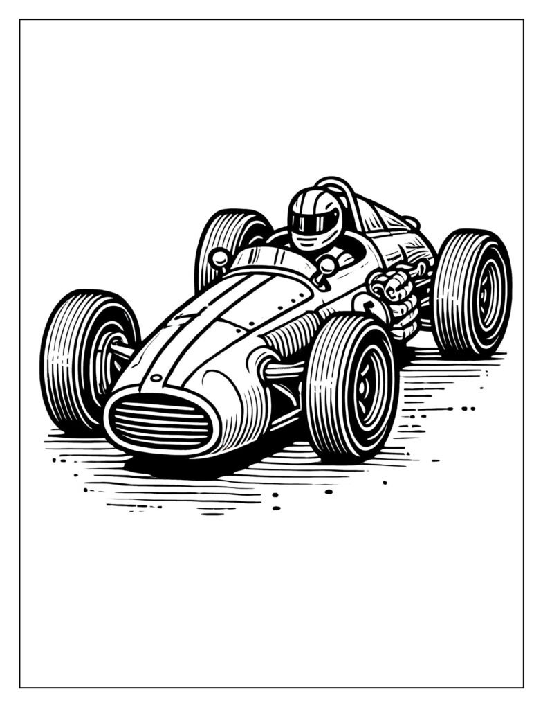Simple line art of a racey car or generic sporty vehicle with racing stripes and bold design.