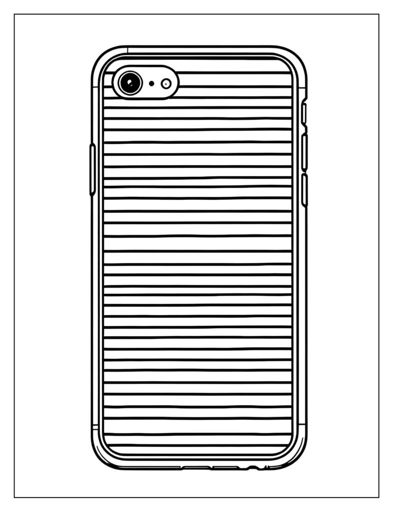 A phone case with a rainbow pattern.