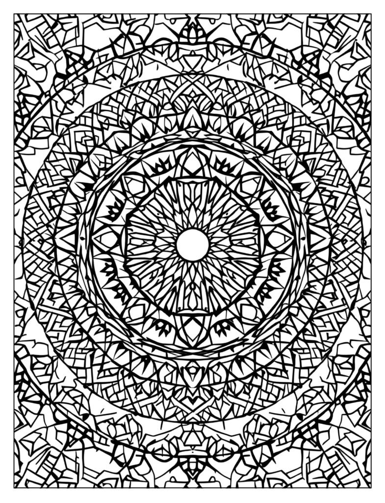 Circular, symmetrical Mandala design built using the grid squares and geometric lines of a Rubik's Cube.