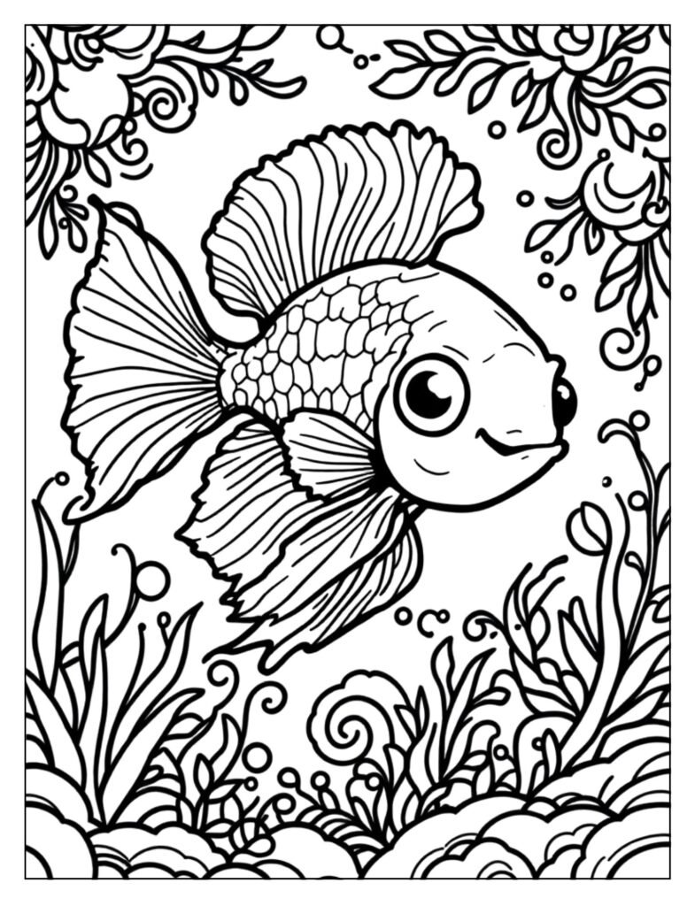 A betta fish with a beautiful ruffled rose tail fin.