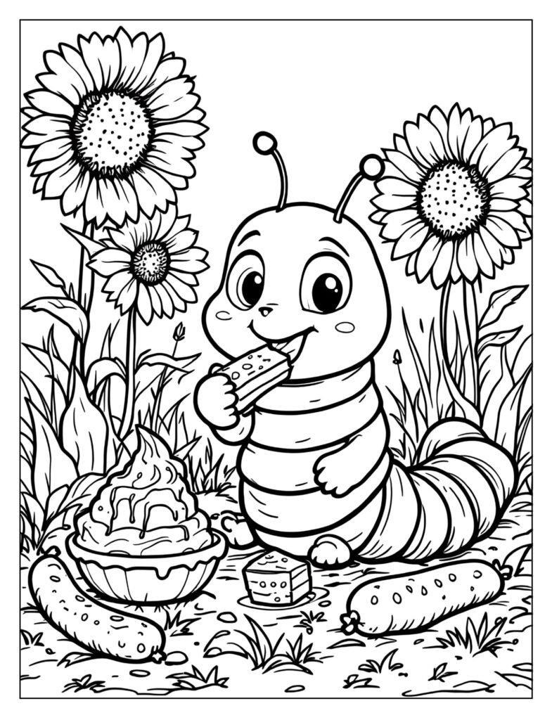 The very hungry caterpillar eating many different kinds of food on a Saturday.