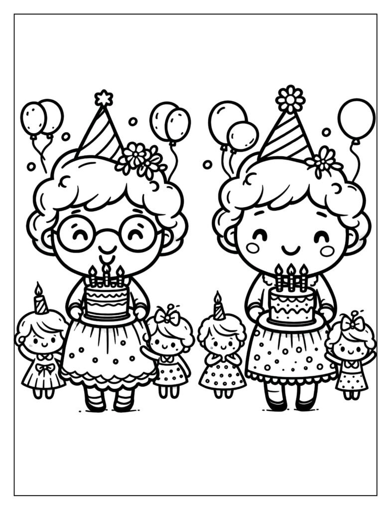 Sending birthday love to Grandma hearts coloring page