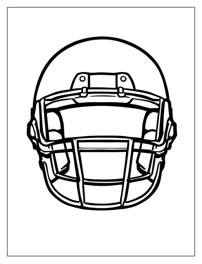 Simplified, chunky drawing of a football helmet (with a simple two-bar mask) suitable for younger children.