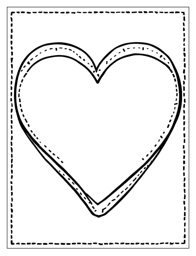 A simple heart with a dotted line around the edge like a stitch.