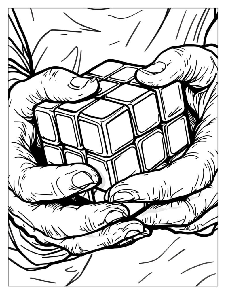 Close-up of hands holding a 3x3x3 Rubik's Cube in the proper grip for a speed solve.