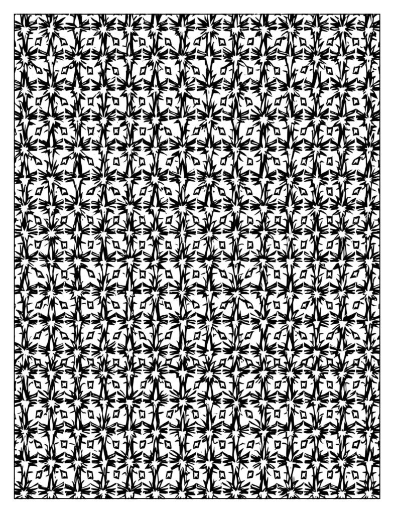 Large, close-up drawing of an entire wall covered in evenly spaced, sharp spikes, creating a repetitive pattern.