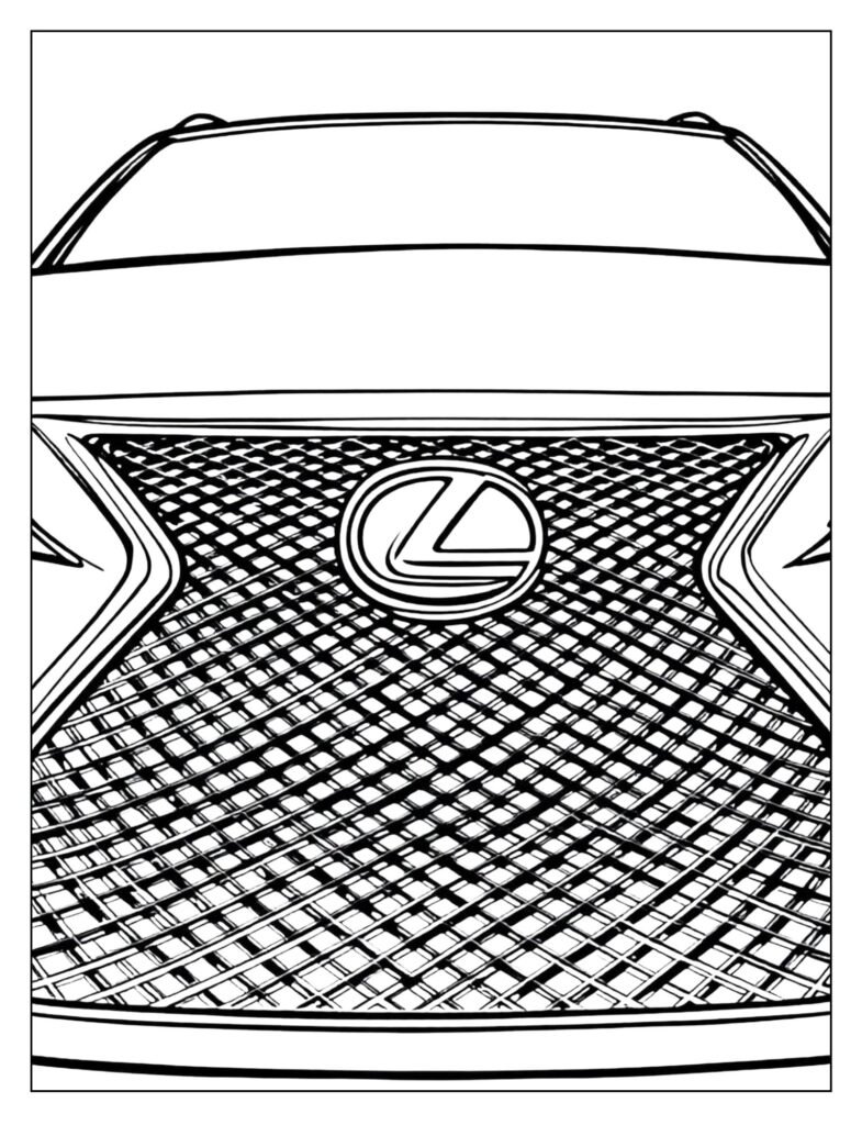 Detailed close-up of the intricate mesh and chrome frame of the iconic Lexus Spindle Grille.