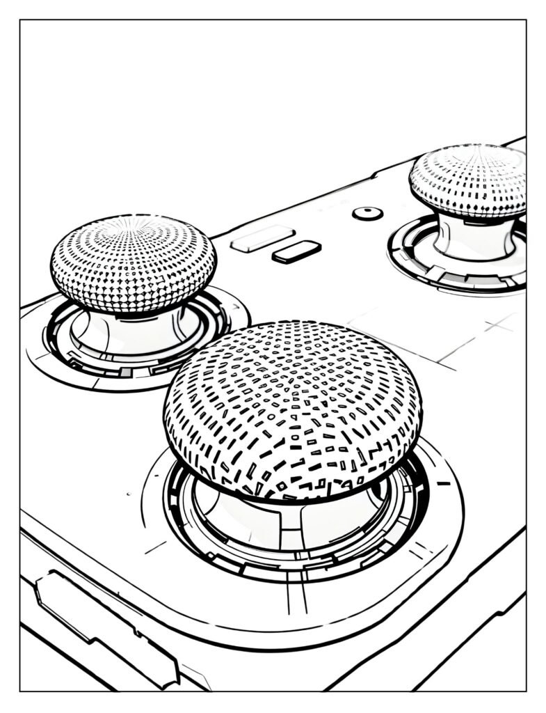 Very close-up view of the two Analog Sticks and the central touchpad on the controller.