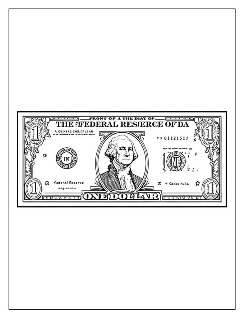 Detailed drawing of the front of the US one-dollar bill, featuring the portrait of George Washington.