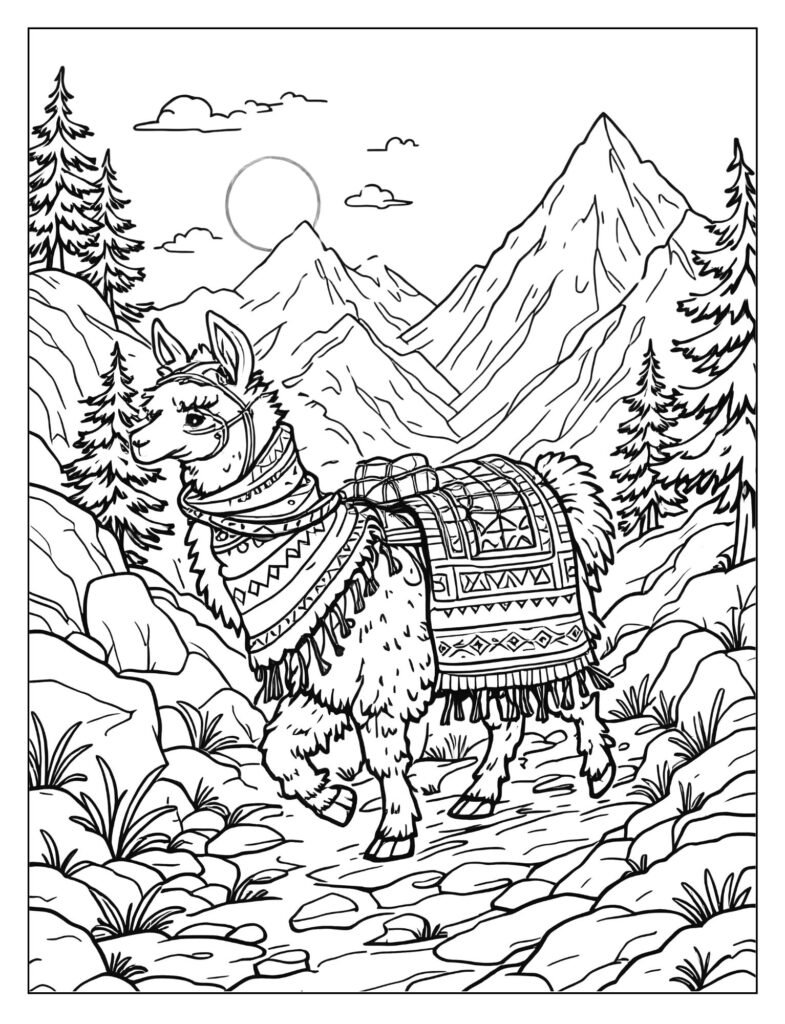 The Llama's Journey Coloring Page