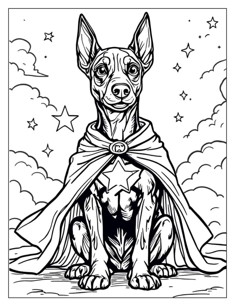 An image of a Doberman conveying strength and power, possibly through its pose or expression.