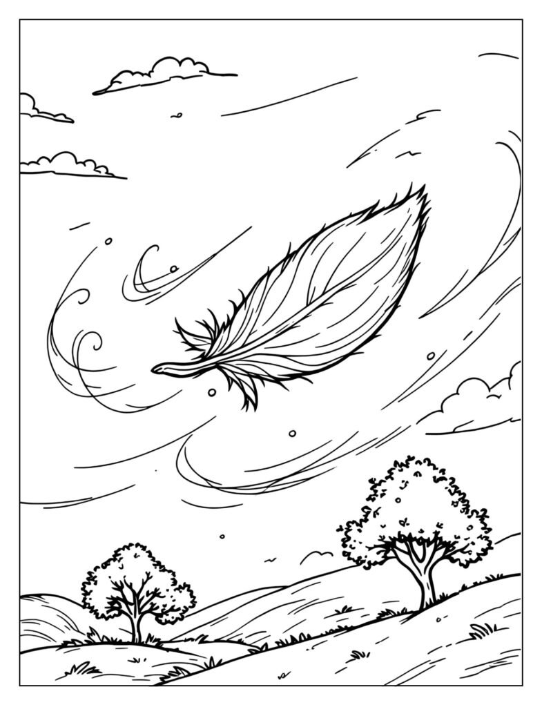 A feathery seed flying through the air.