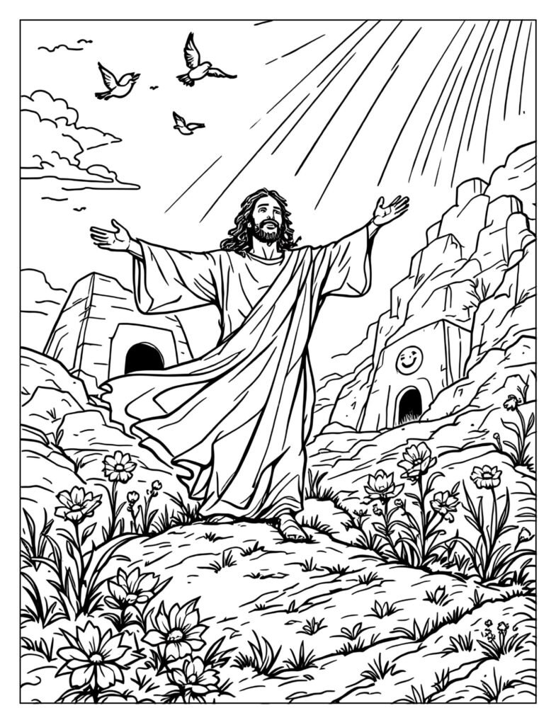 Holy Spirit coming Pentecost fire coloring page