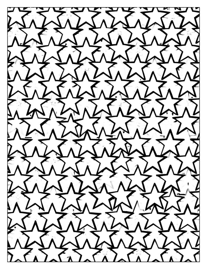 A page filled with a repeating, decorative pattern using only the white five-pointed star.