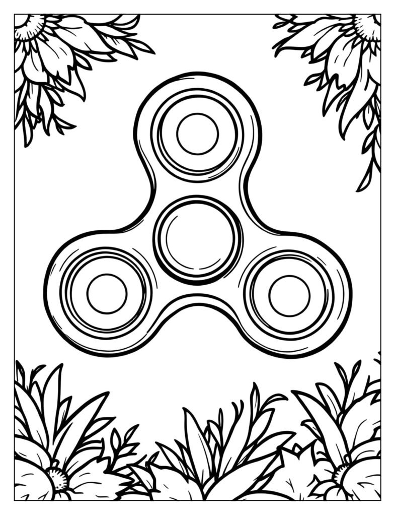 Detailed drawing of the classic three-arm fidget spinner with a central bearing and outer circles.