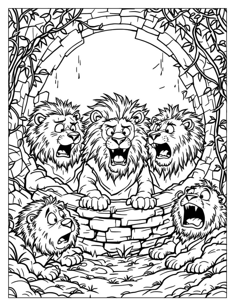 The accusers being thrown into the lions' den.