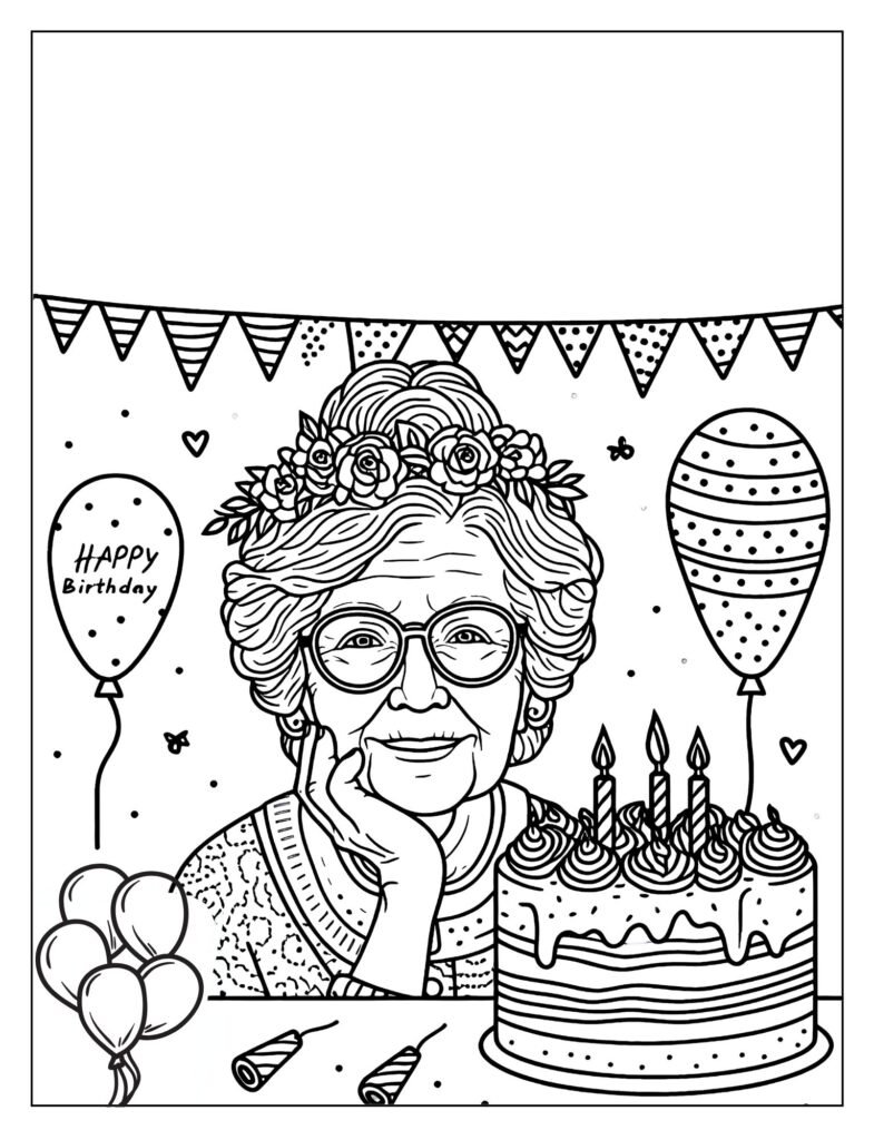 To My Dearest Grandma birthday card coloring page
