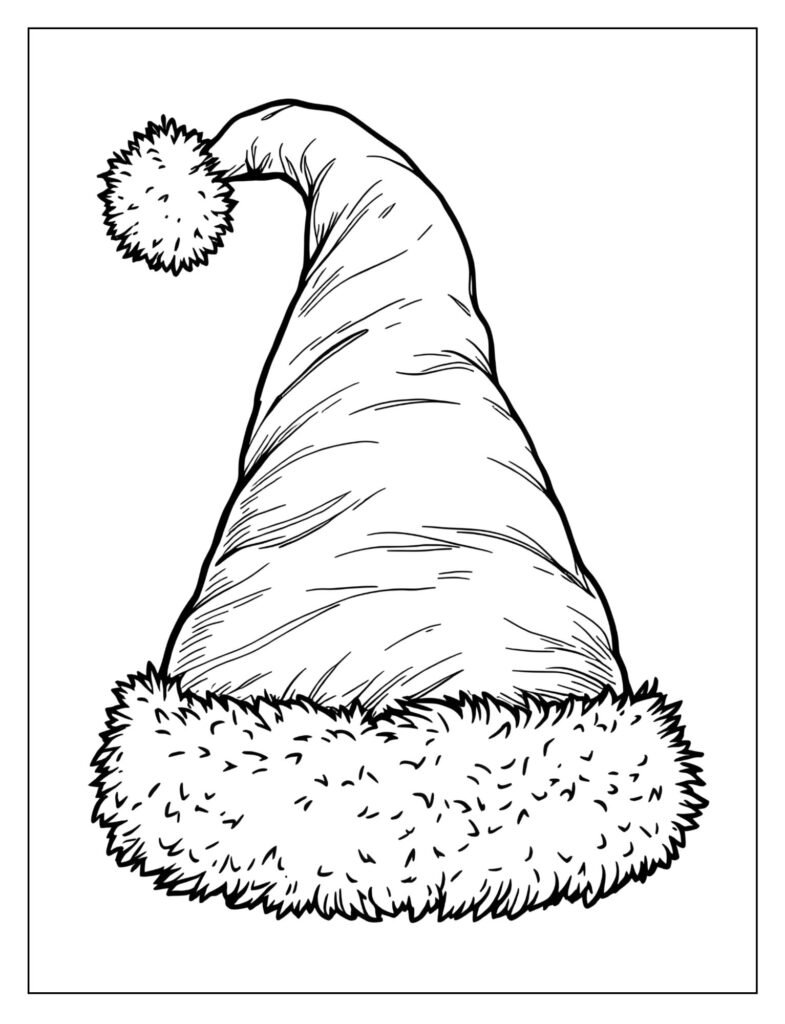 Classic Santa Claus hat with red felt body and white faux fur trim.


