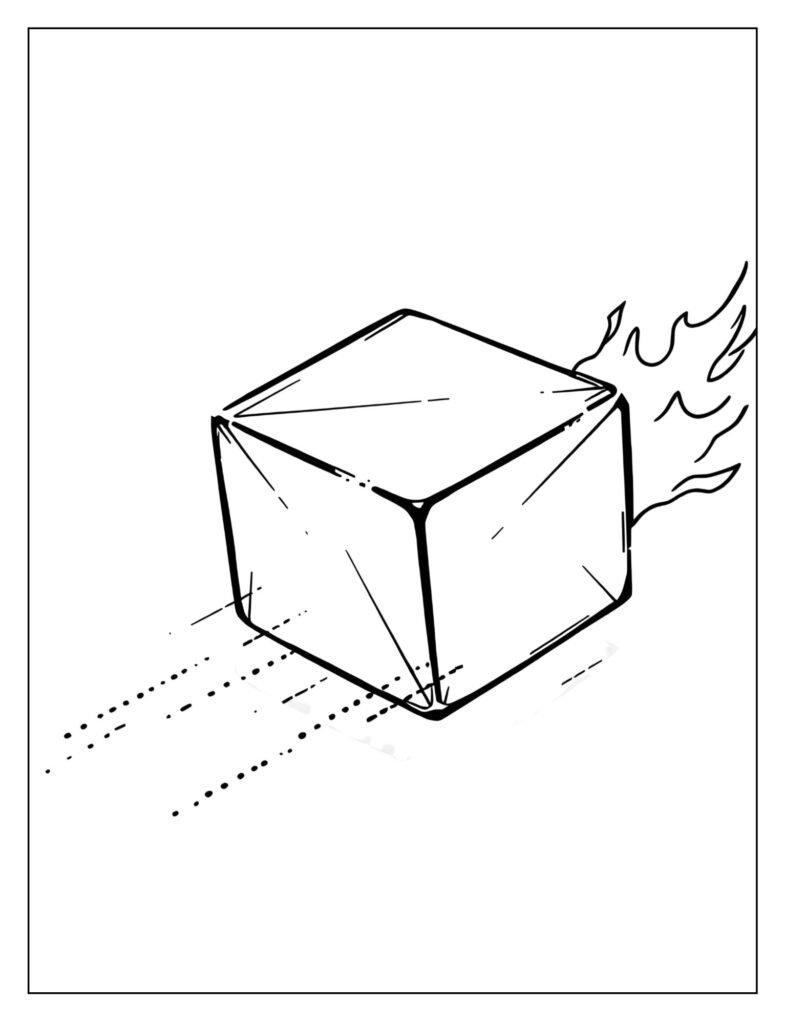 The player icon drawn moving quickly, leaving a simple, dotted, flame-like trail behind it.