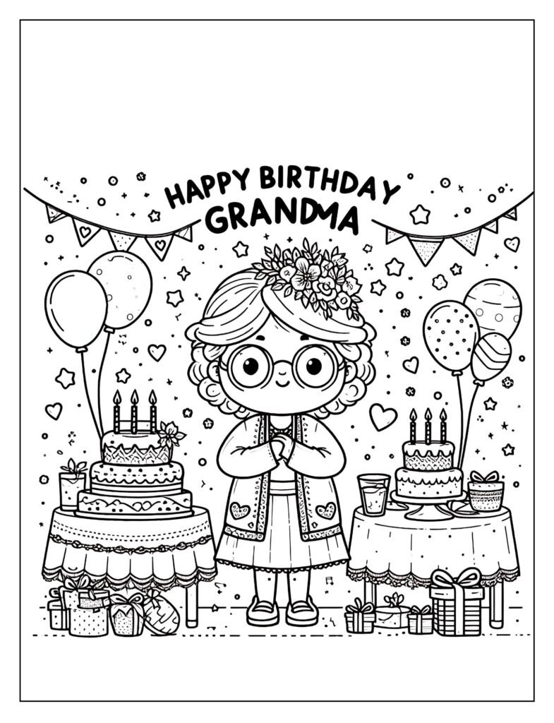 World's Best Grandma birthday celebration coloring page